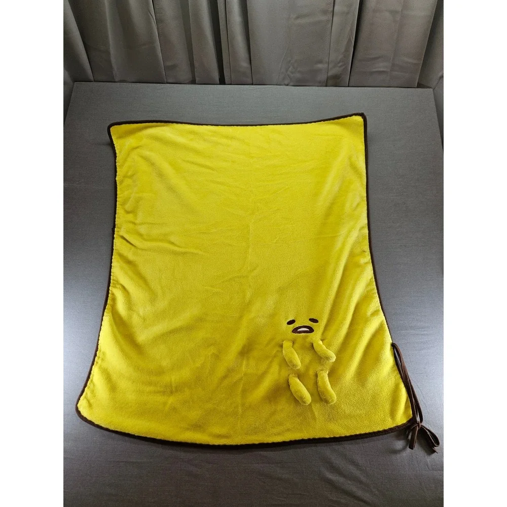 Sanrio Gudetama The Lazy Egg Yellow Plush Fleece Throw Blanket with 3D Character